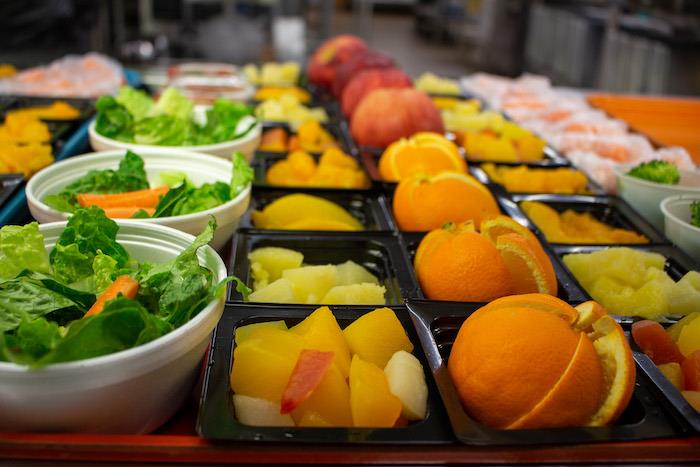 Salad and fruit